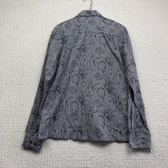 Mens Au Noir Gingham Abstract Doodle Paisley Button-up dress shirt Men Size 3 - Picture 10 of 14